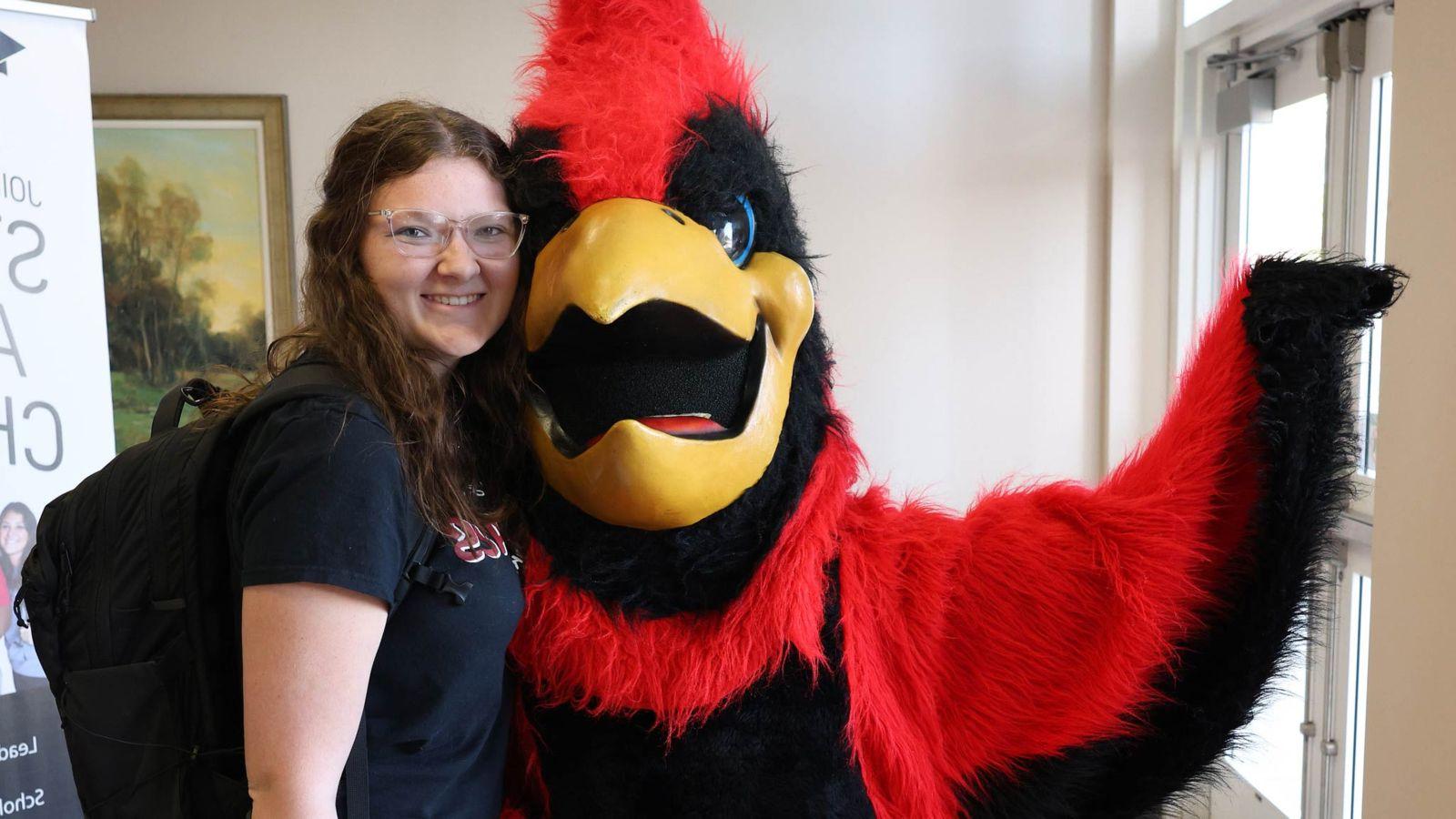 Swoop and a student at Gadsden State Cherokee